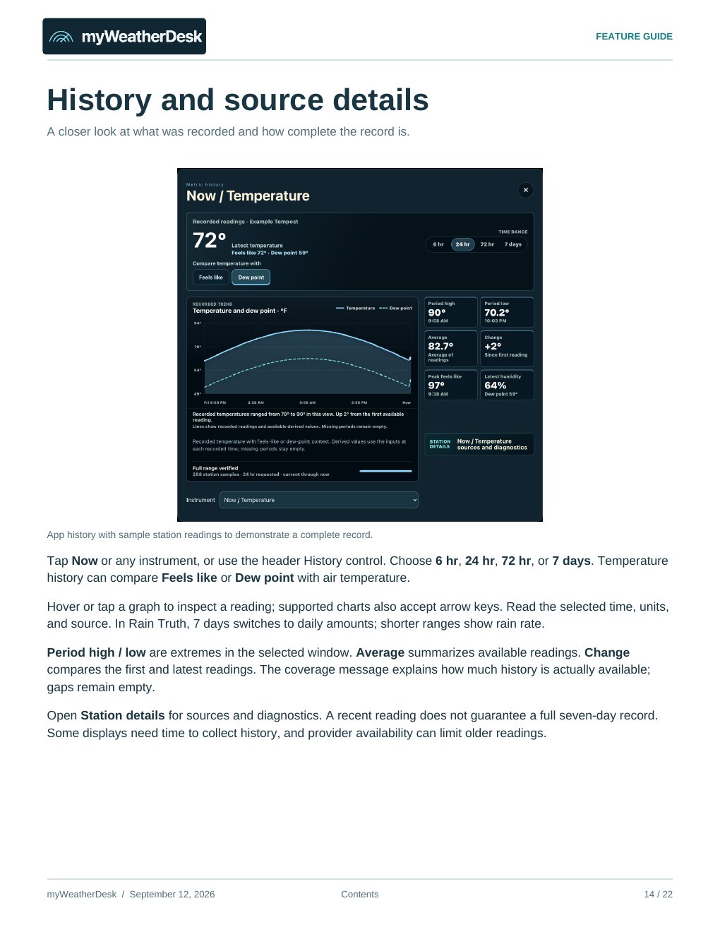 User guide page 14 of 22: History and source details