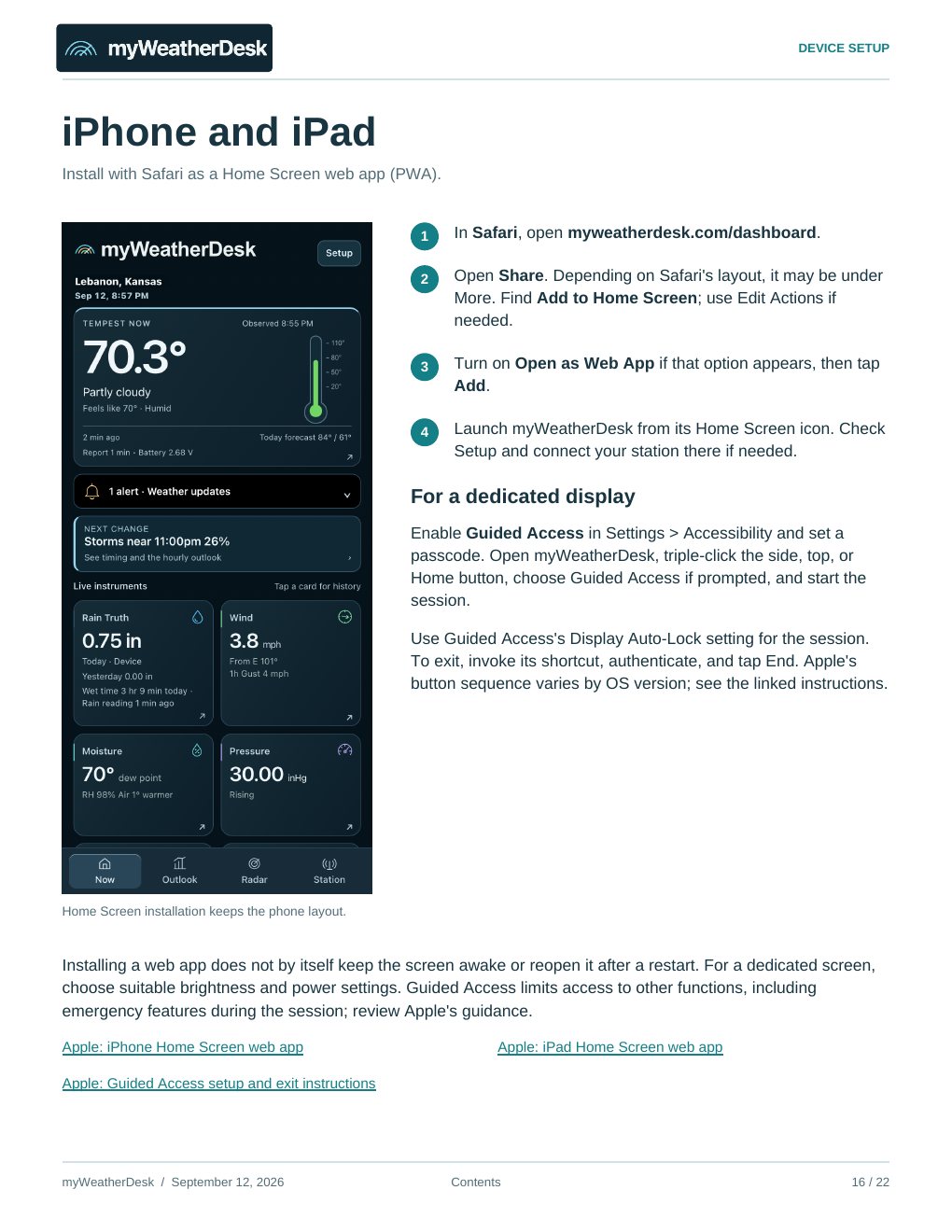 User guide page 16 of 22: iPhone and iPad